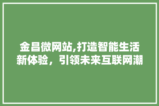 金昌微网站,打造智能生活新体验，引领未来互联网潮流 缓存Redis