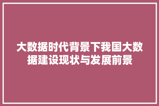 大数据时代背景下我国大数据建设现状与发展前景