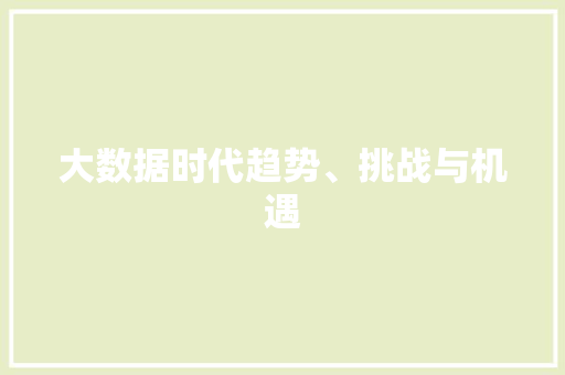 大数据时代趋势、挑战与机遇