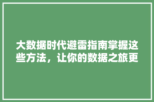 大数据时代避雷指南掌握这些方法，让你的数据之旅更加安全