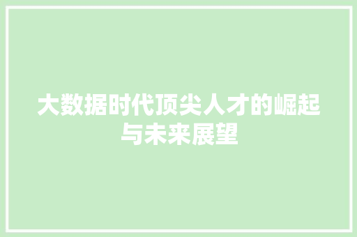 大数据时代顶尖人才的崛起与未来展望