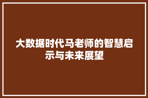 大数据时代马老师的智慧启示与未来展望