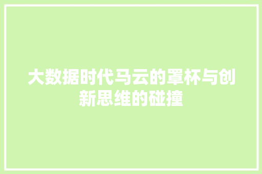 大数据时代马云的罩杯与创新思维的碰撞