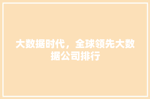 大数据时代，全球领先大数据公司排行