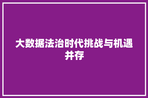 大数据法治时代挑战与机遇并存