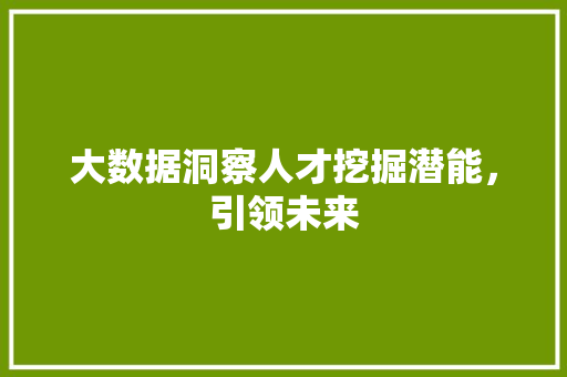 大数据洞察人才挖掘潜能，引领未来