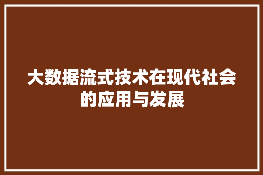 大数据流式技术在现代社会的应用与发展