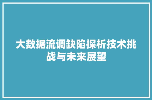 大数据流调缺陷探析技术挑战与未来展望