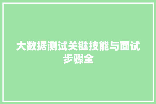 大数据测试关键技能与面试步骤全