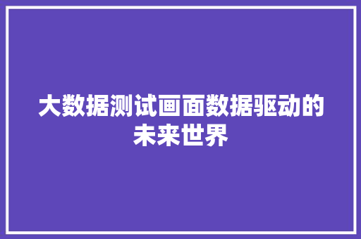 大数据测试画面数据驱动的未来世界