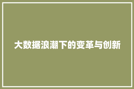 大数据浪潮下的变革与创新