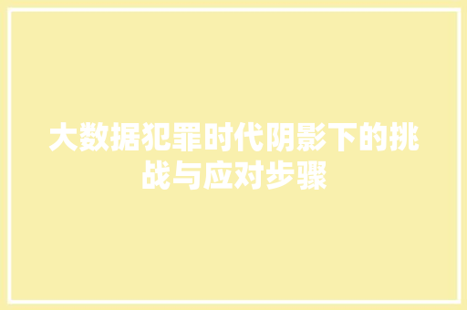 大数据犯罪时代阴影下的挑战与应对步骤