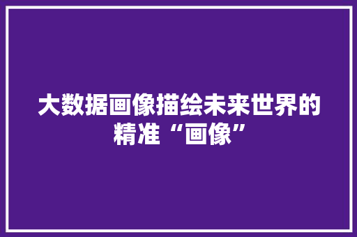 大数据画像描绘未来世界的精准“画像”