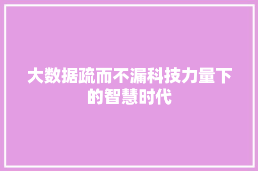 大数据疏而不漏科技力量下的智慧时代