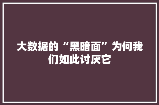 大数据的“黑暗面”为何我们如此讨厌它