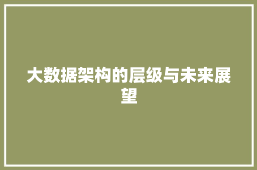 大数据架构的层级与未来展望
