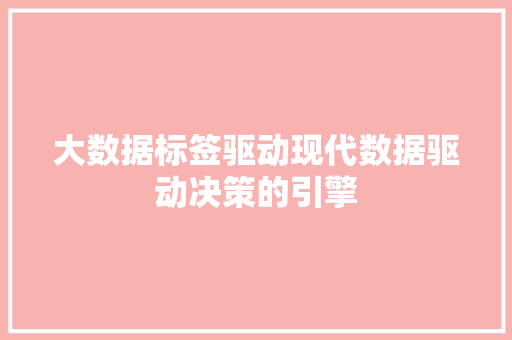 大数据标签驱动现代数据驱动决策的引擎