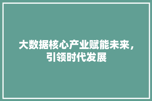 大数据核心产业赋能未来，引领时代发展