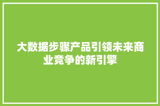 大数据步骤产品引领未来商业竞争的新引擎
