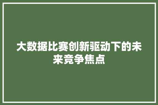 大数据比赛创新驱动下的未来竞争焦点