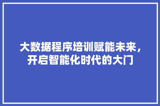 大数据程序培训赋能未来，开启智能化时代的大门