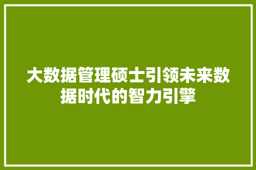 大数据管理硕士引领未来数据时代的智力引擎