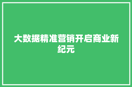 大数据精准营销开启商业新纪元
