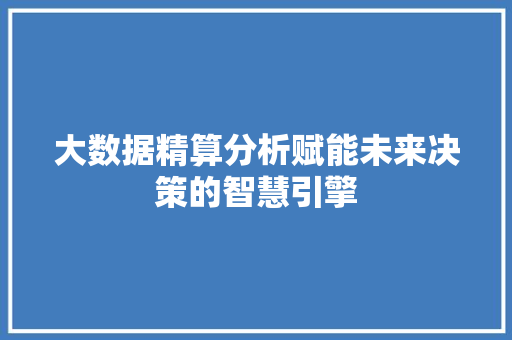 大数据精算分析赋能未来决策的智慧引擎