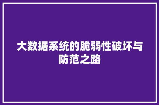 大数据系统的脆弱性破坏与防范之路