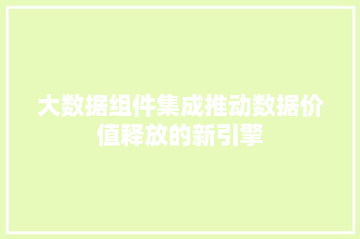 大数据组件集成推动数据价值释放的新引擎