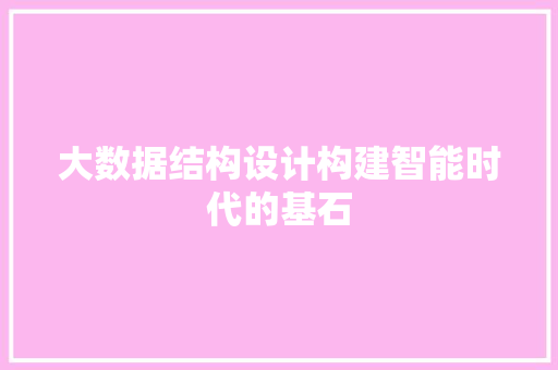 大数据结构设计构建智能时代的基石