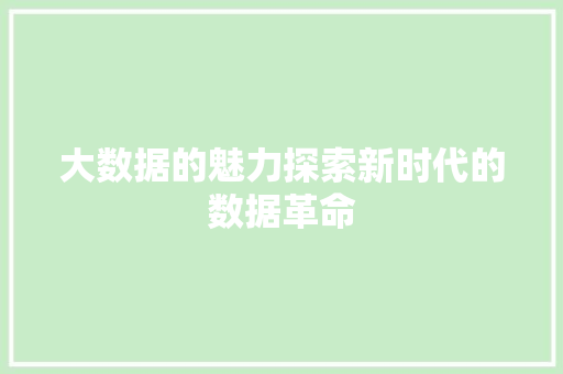 大数据的魅力探索新时代的数据革命