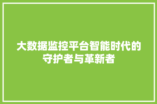 大数据监控平台智能时代的守护者与革新者