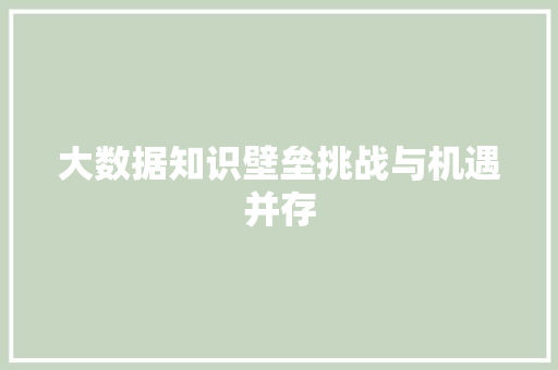 大数据知识壁垒挑战与机遇并存