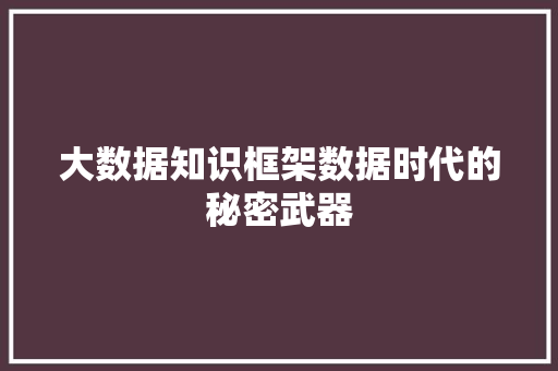 大数据知识框架数据时代的秘密武器