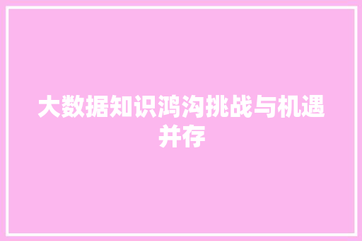 大数据知识鸿沟挑战与机遇并存