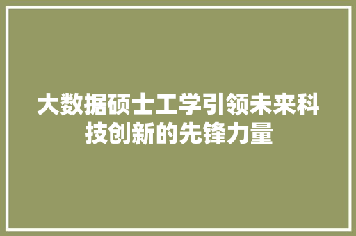 大数据硕士工学引领未来科技创新的先锋力量