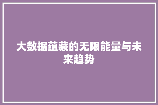 大数据蕴藏的无限能量与未来趋势