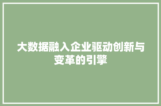 大数据融入企业驱动创新与变革的引擎