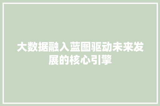 大数据融入蓝图驱动未来发展的核心引擎