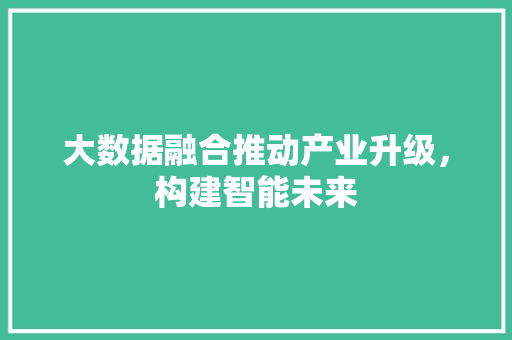 大数据融合推动产业升级，构建智能未来