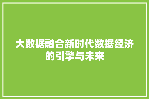 大数据融合新时代数据经济的引擎与未来