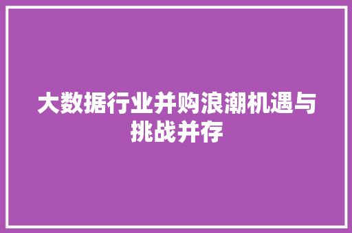 大数据行业并购浪潮机遇与挑战并存