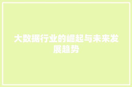 大数据行业的崛起与未来发展趋势