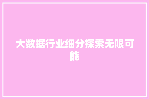 大数据行业细分探索无限可能