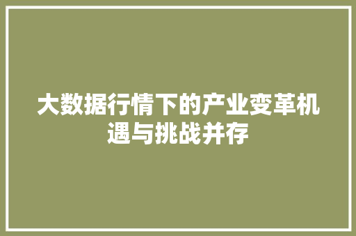 大数据行情下的产业变革机遇与挑战并存