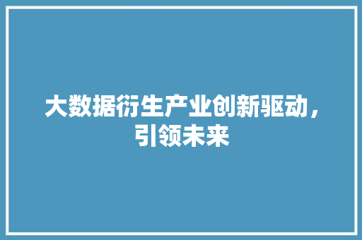 大数据衍生产业创新驱动，引领未来