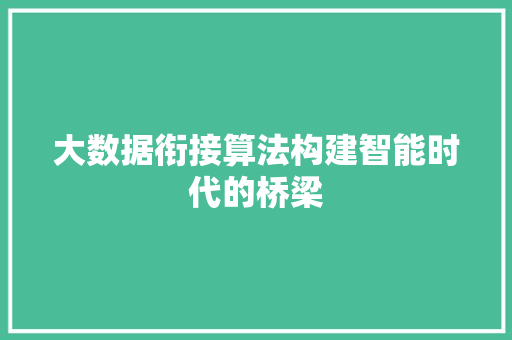 大数据衔接算法构建智能时代的桥梁