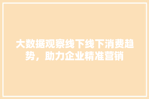 大数据观察线下线下消费趋势，助力企业精准营销