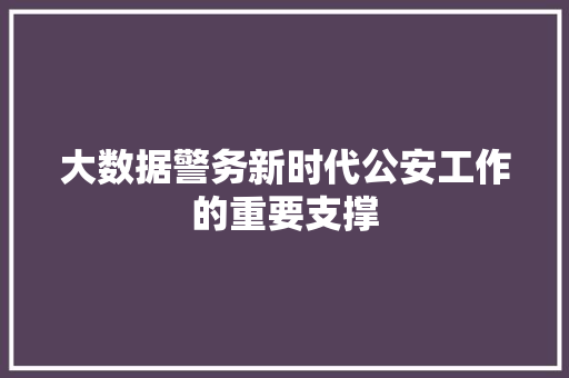 大数据警务新时代公安工作的重要支撑